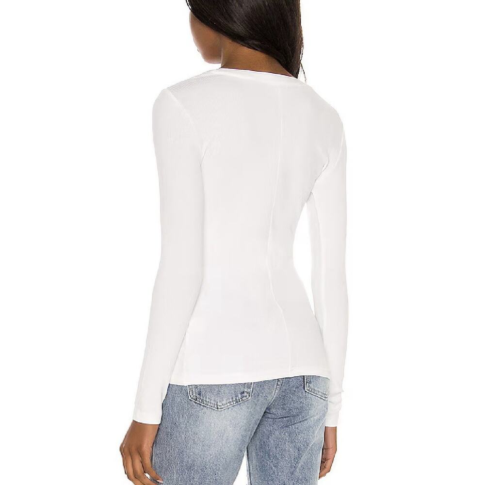 Superdown White Ribbed Button Front Long Sleeve T… - image 2